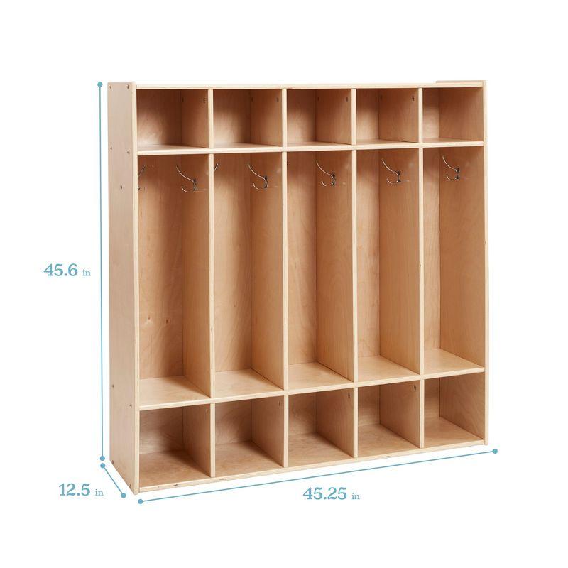 ECR4Kids Streamline 5-Section Coat Locker, Classroom Furniture, Natural