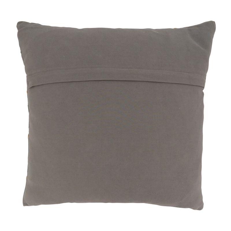 Gray Cotton Euro Pillow with Jute Embroidery