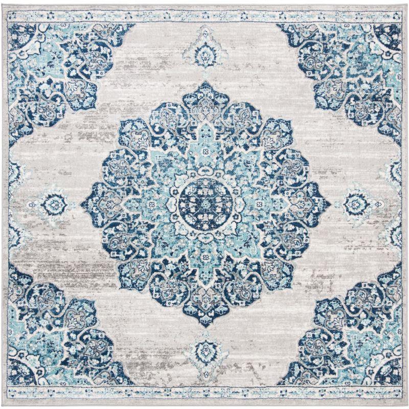 Brentwood BNT849 Power Loomed Area Rug - Navy/Light Grey - 3'x3' - Safavieh.