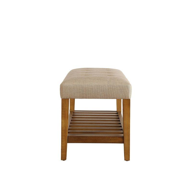 Acme Furniture Charla Ottomans and Benches Beige Fabric/Oak Finish