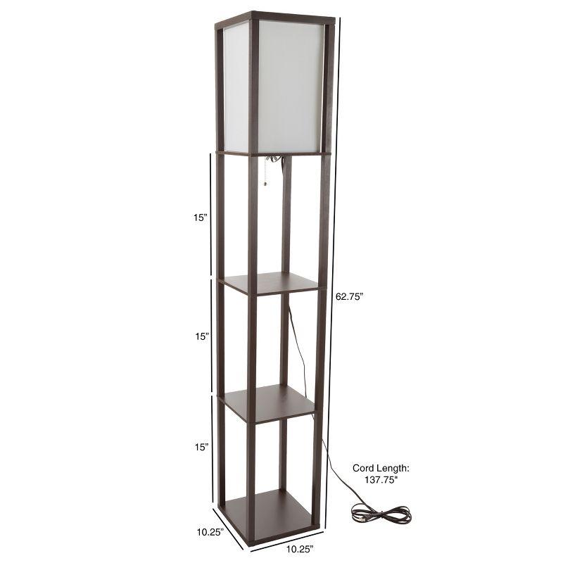 Torchiere Floor Lamp Brown with Storage Shelves & Includes LED Bulb - Lavish Home: Modern Etagere Design, Pull Chain