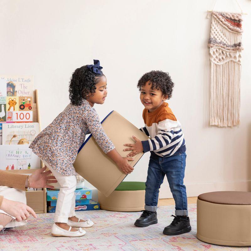 ECR4Kids SoftZone Colorful Stump Stool Seating Set, Foam Ottomans, 3-Piece