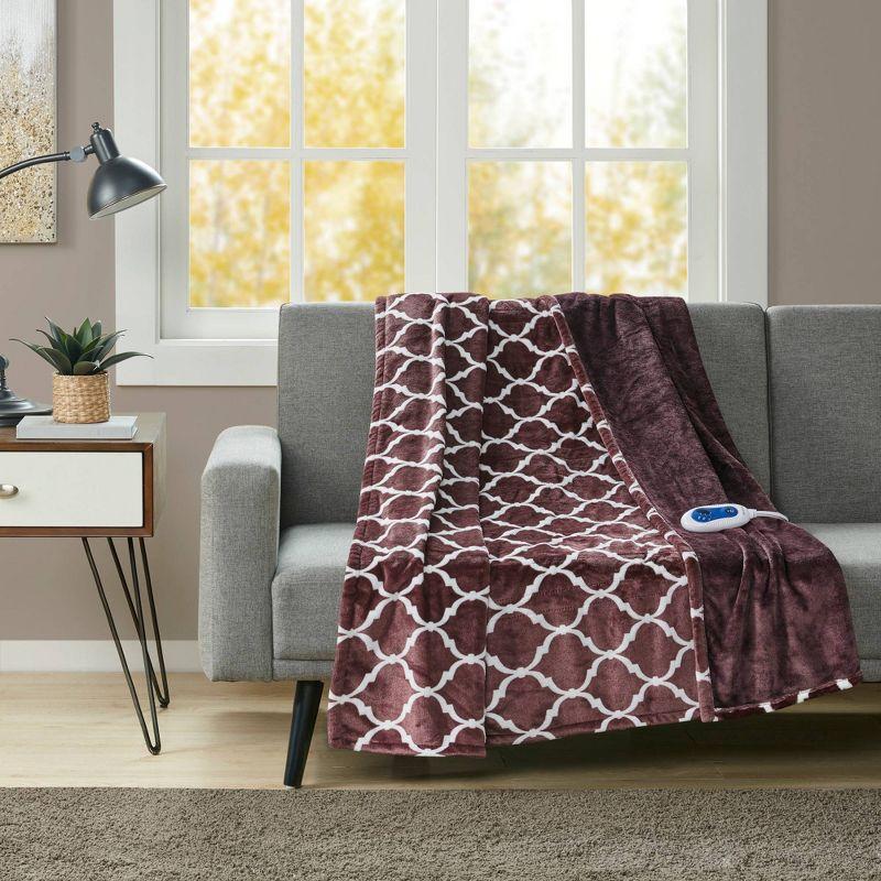 Ogee Printed Oversized Electric Heated Throw Blanket 60x70" - Beautyrest