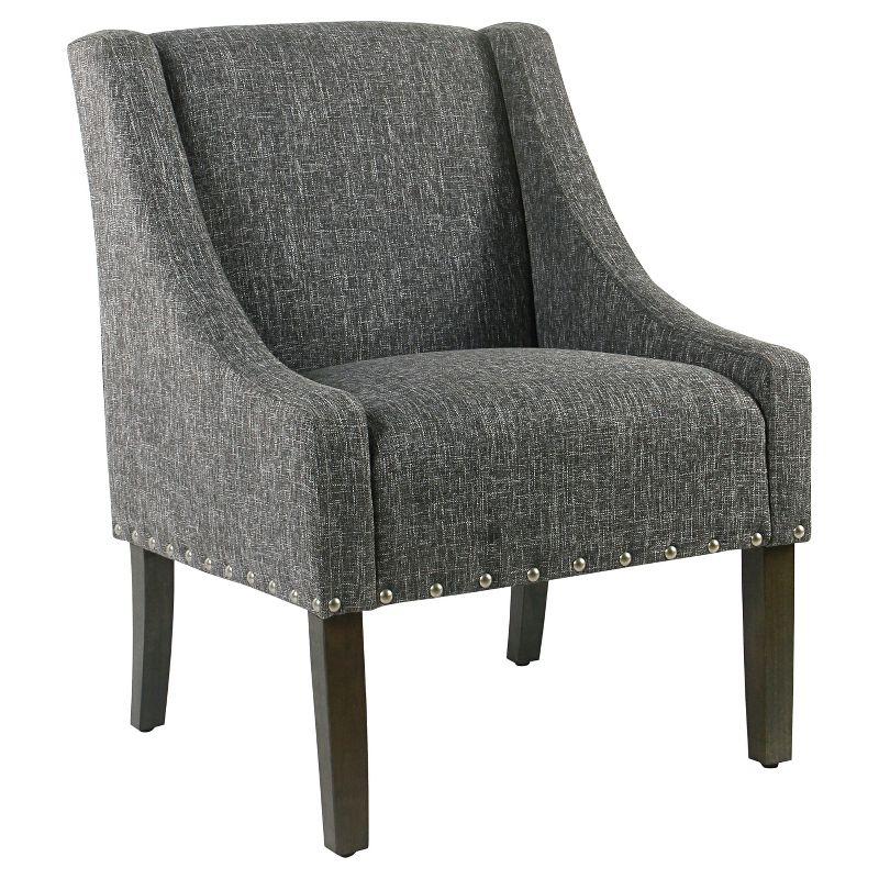 Modern Swoop Accent Chair with Nailhead Trim Slate Gray - HomePop: Upholstered, Dark Walnut Wood Legs, 250lb Capacity