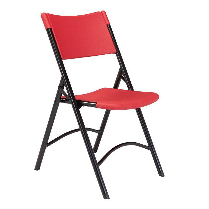 Red Resin Folding Chair Set with Black Frame, Pack of 4