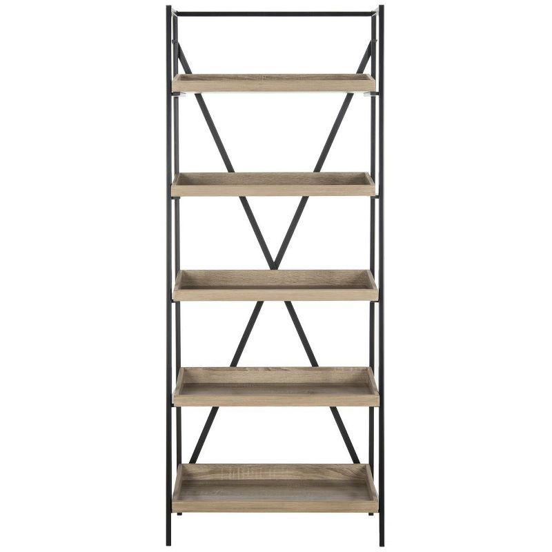 Joel 63'' Black Iron and Oak Finish 5-Tier Etagere