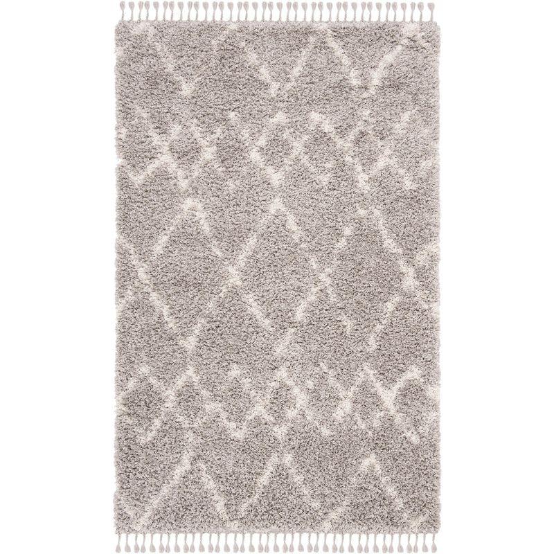 Pro Lux Shag PLX434 Power Loomed Indoor Area Rug - 5'x8' - Grey/Cream - Safavieh
