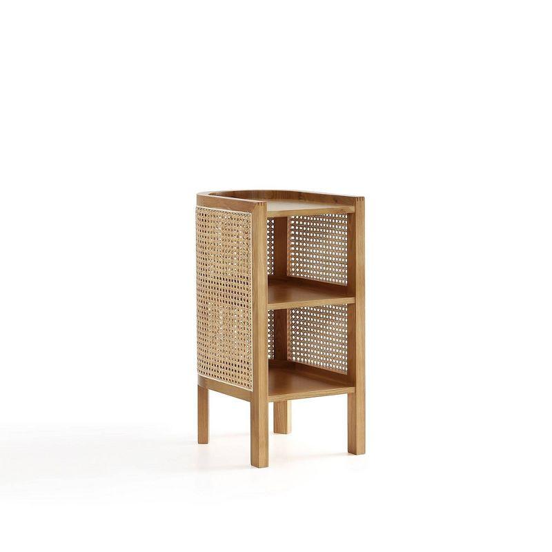 Tahitian Resort-Inspired Natural Ash and Rattan 2-Shelf End Table