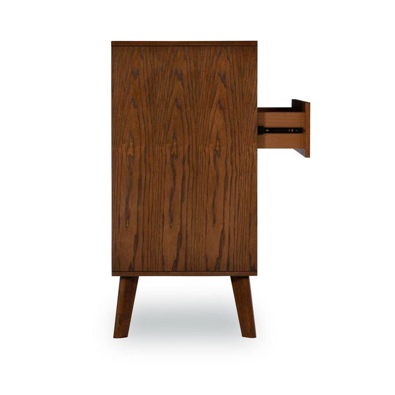 Linon Reid Mid-Century Modern 4 Drawer Wood Chest Dresser Walnut: Veneer Finish, Metal Hardware, Includes Anti-Tip Kit