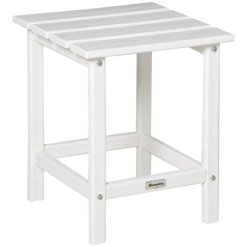 Outsunny White HDPE Plastic Square Patio Side Table