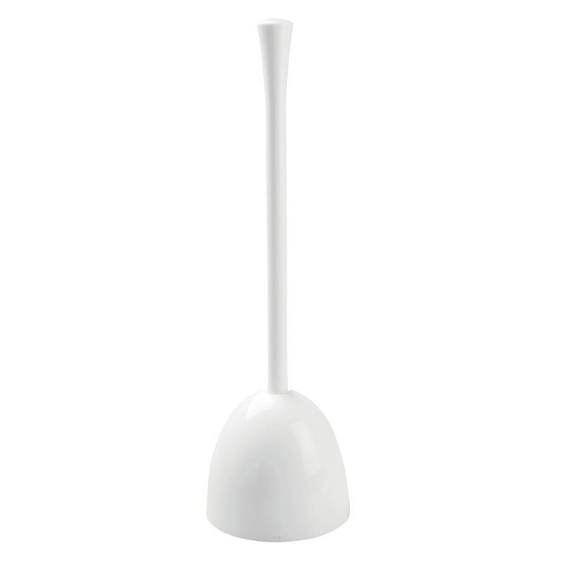 White Plastic Toilet Plunger with Holder Set