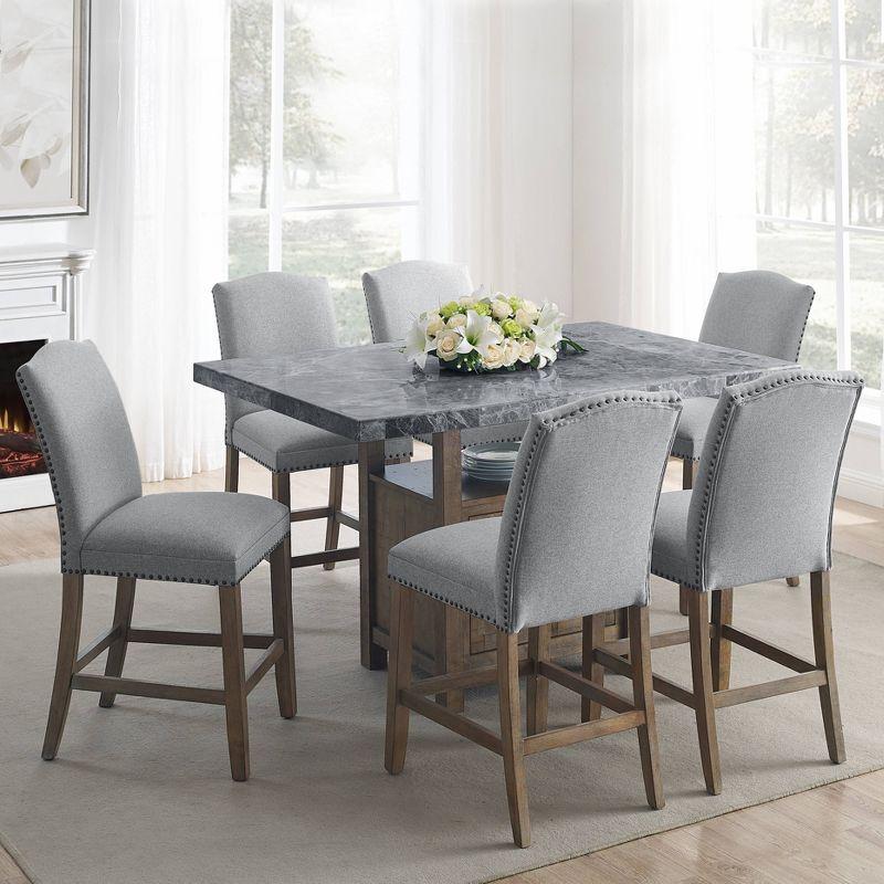 Grayson Gray Marble and Driftwood 7-Piece Counter Dining Set