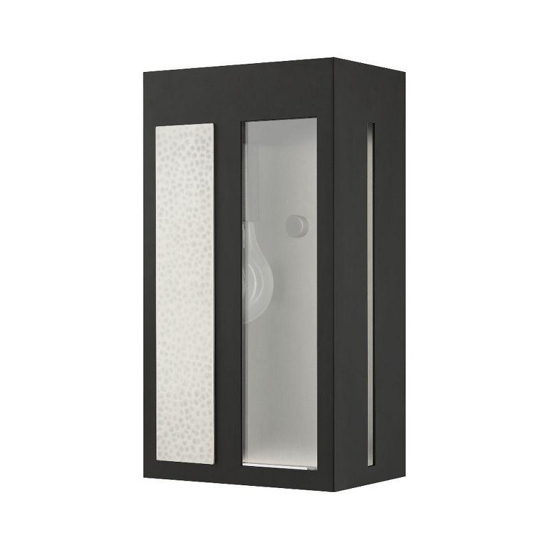 Modern Lafayette Black Brass Outdoor Wall Lantern with Clear Glass