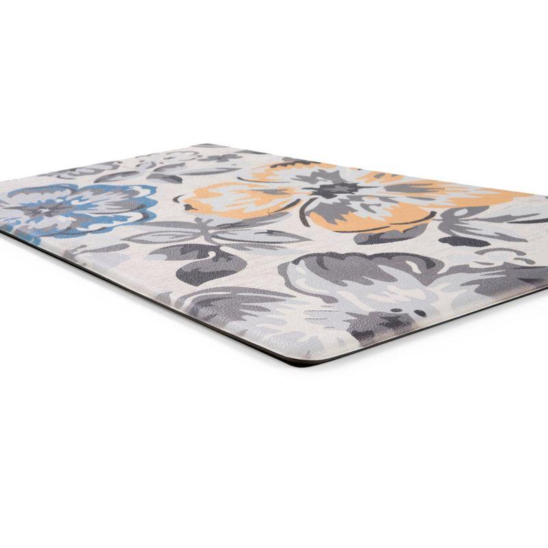 Cream Floral Anti-Fatigue Kitchen Mat 18" x 47"