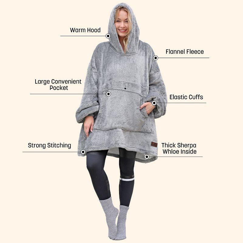 Catalonia Oversized Hoodie Blanket Sweatshirt, Warm Sherpa Giant Pullover with Front Pocket for Men Women