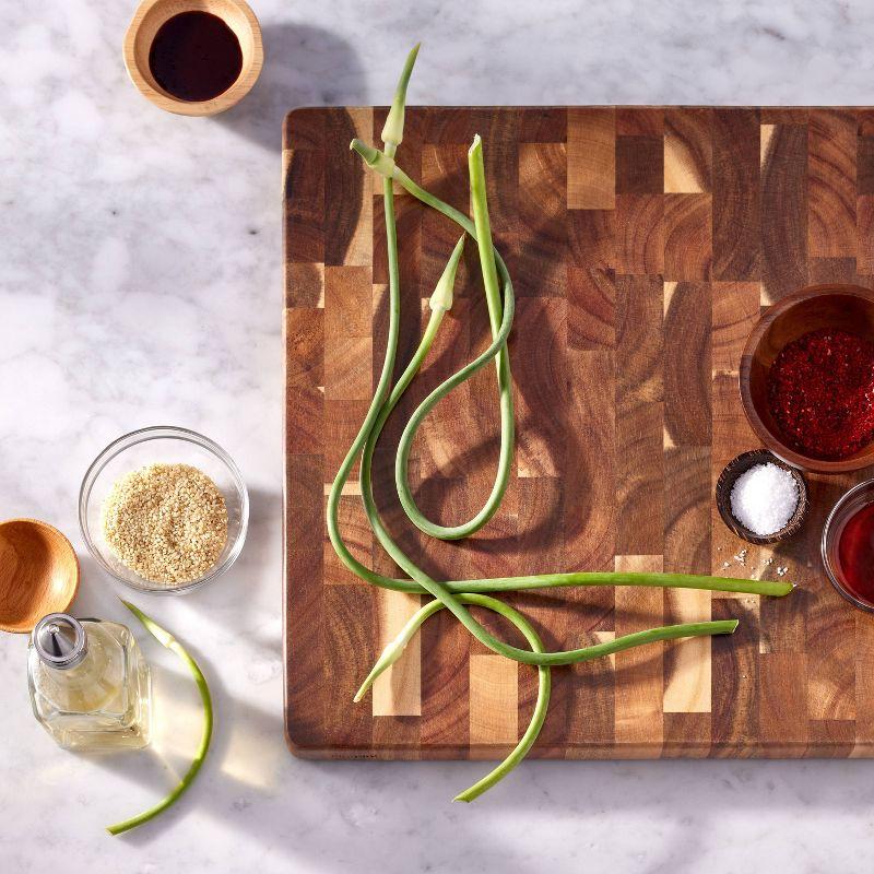 14"x14" End Grain Acacia Wood Butcher Block Cutting Board