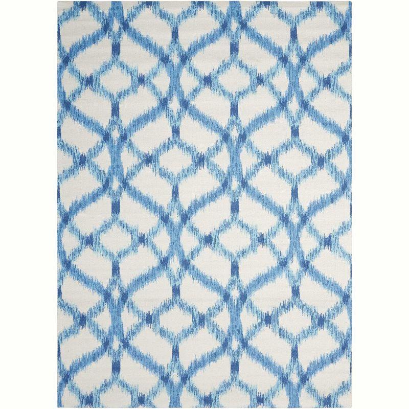 Waverly Sun & Shade "Izmir Ikat" Aegean Indoor/Outdoor Area Rug by Nourison SND05 4'3" x 6'3"