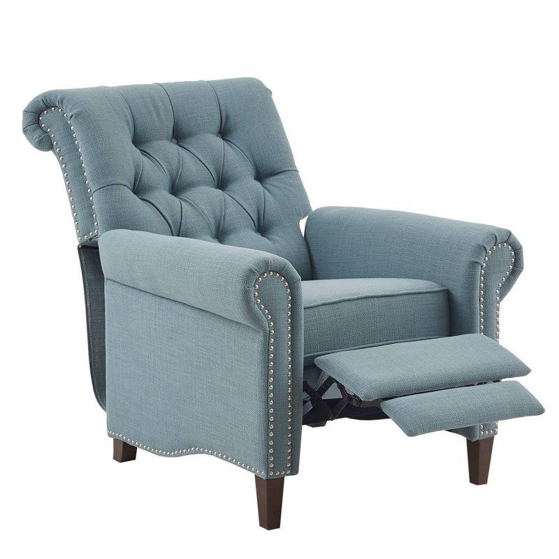 Zak Recliner Blue: Madison Park, Polyester & Linen Upholstery, Wood Frame, Foam Fill, Spot Clean
