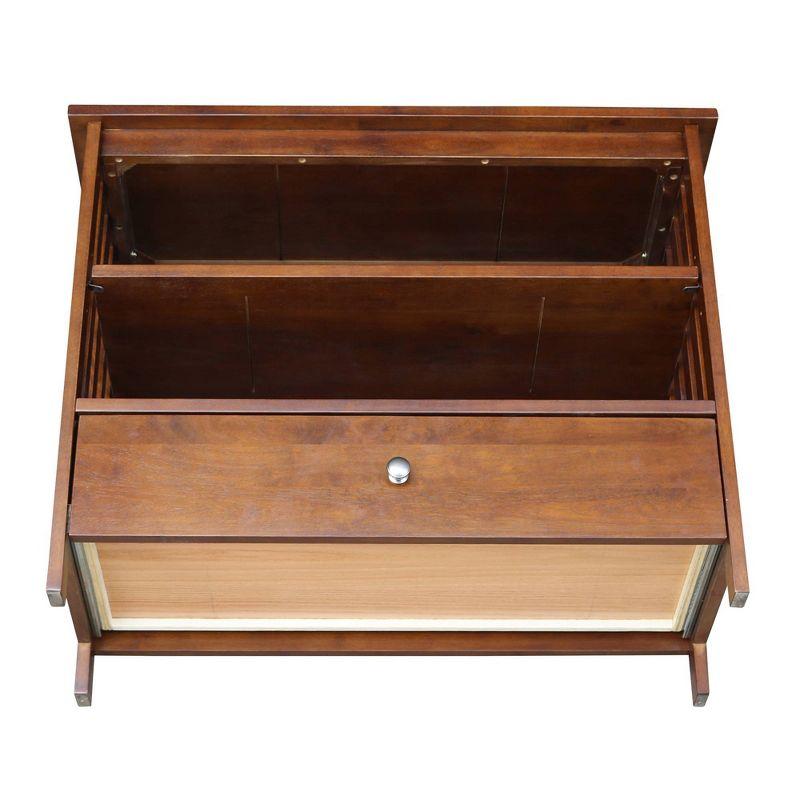 International Concepts Mission Corner TV Stand for TVs up to 38" Brown: Hardwood Frame, Metal Hardware, Storage Drawer