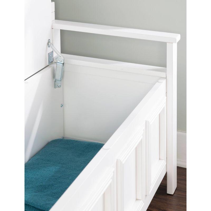 46" Laredo Solid Wood Storage Bench White - Linon: Entryway Flip Top, Ladderback Design