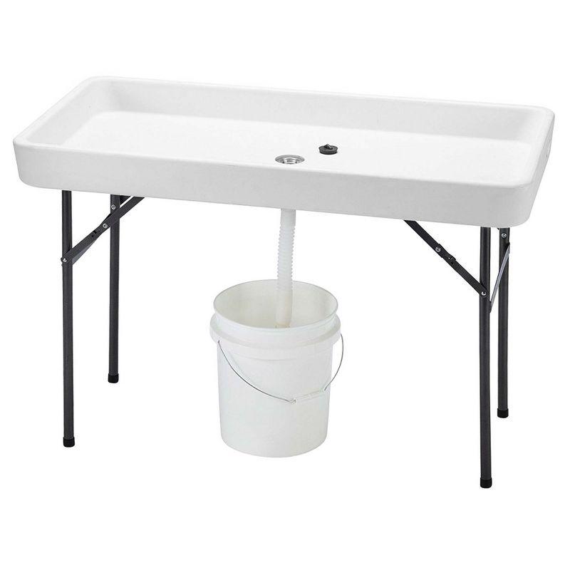 Costway 4 Foot Party Ice Cooler Folding Table Plastic with Matching Skirt Black/White