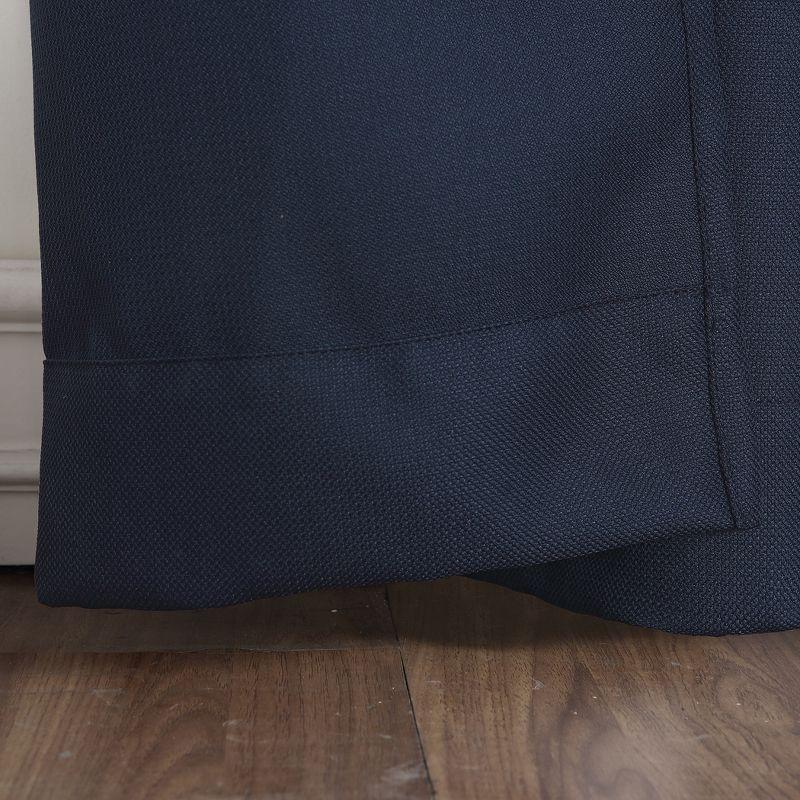 48"x63" No. 918 Semi-Sheer Montego Casual Textured Grommet Curtain Panel Navy Blue: Modern Light Filtering Indoor Curtain Panels