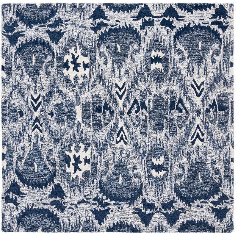 Ikat IKT654 Hand Tufted Area Rug - Blue/Ivory - 6'x6' - Safavieh.
