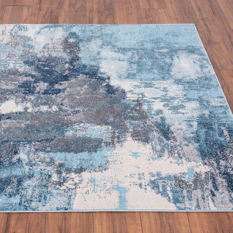 Modern Abstract Blue 2x3 Synthetic Area Rug