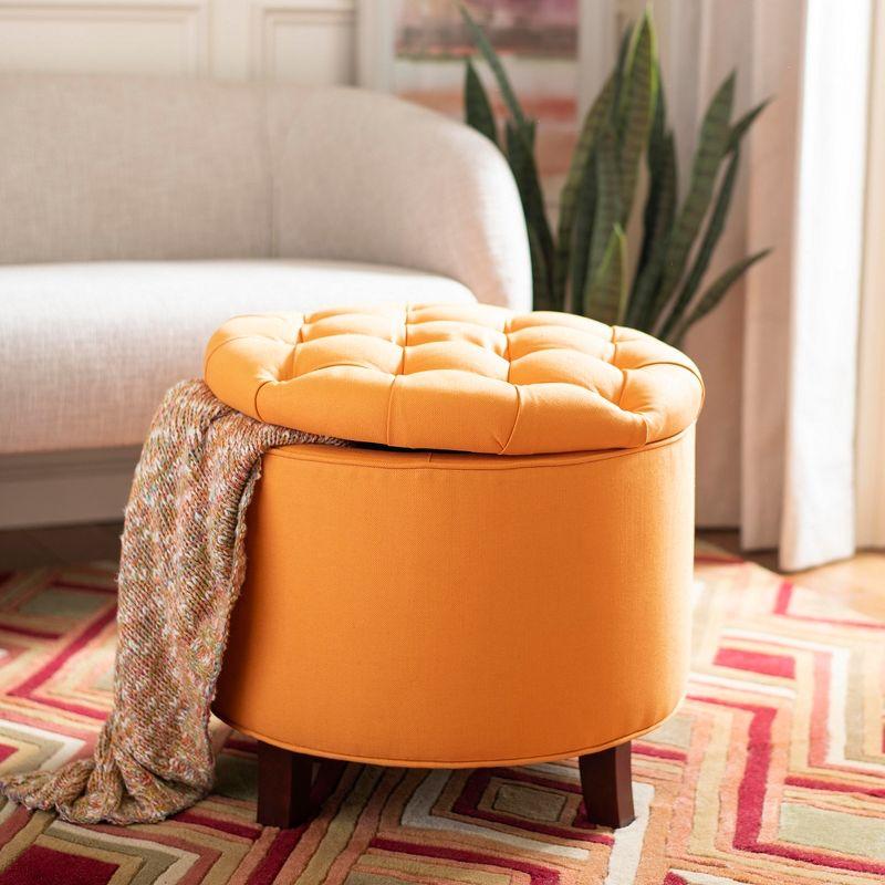 Amiela Tuffted Storage Ottoman - Tangerine - Safavieh