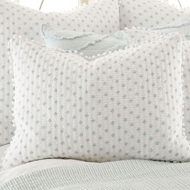 King Blue Cotton Reversible Quilt Set