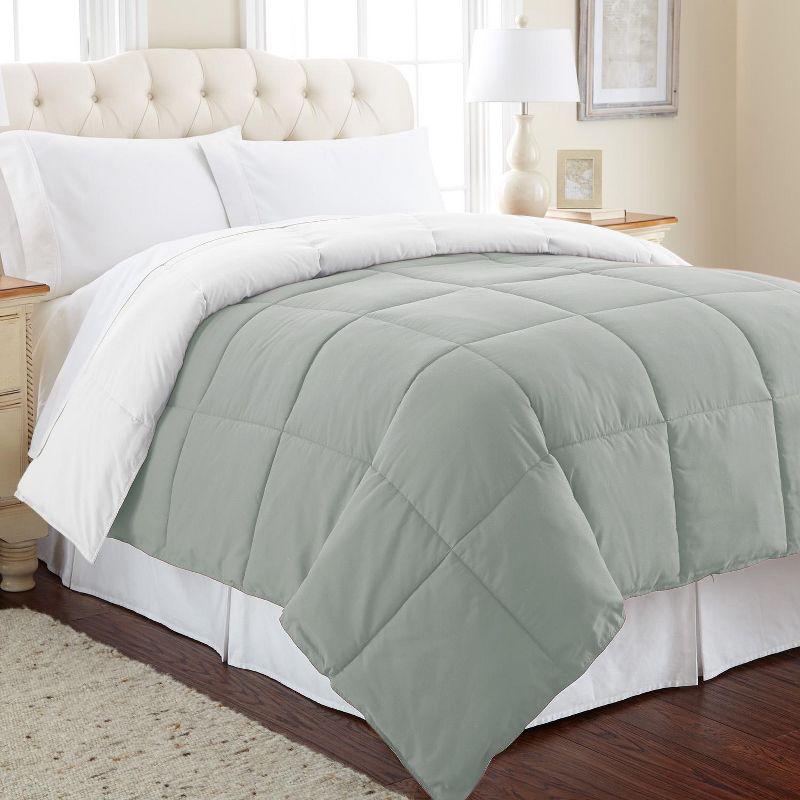 Twin White and Gray Reversible Microfiber Duvet