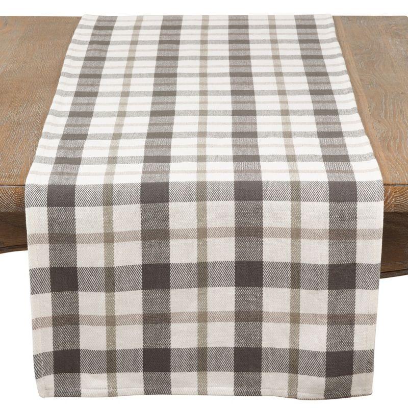 Gray and White Cotton Buffalo Plaid Table Runner