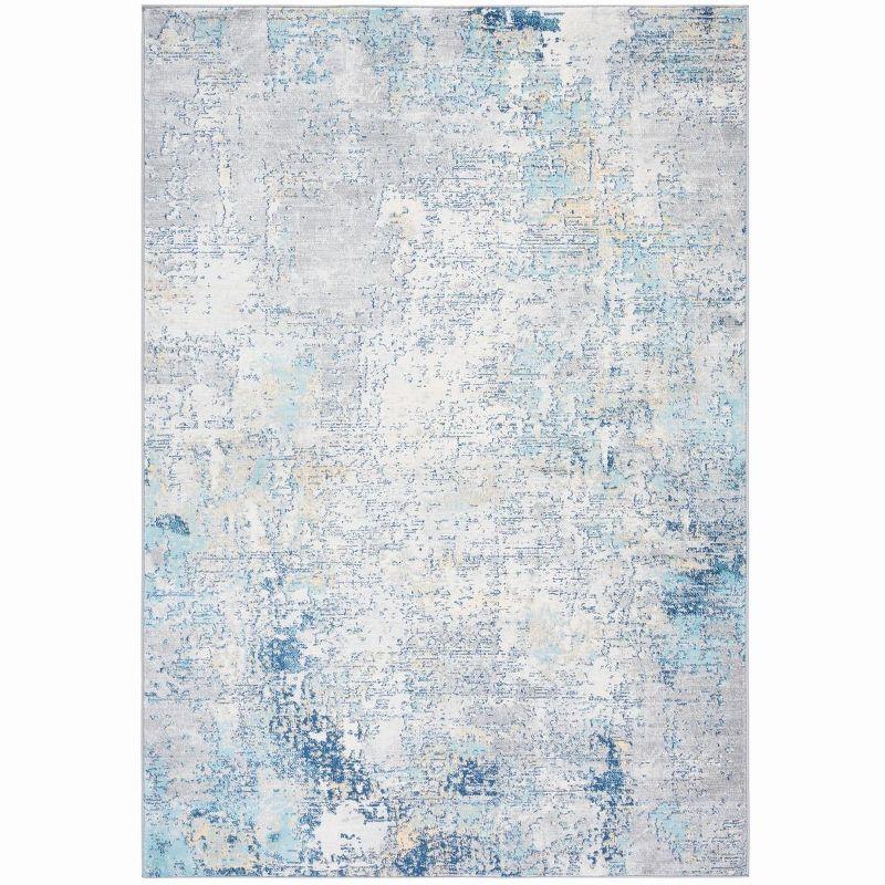 Jasper Neal Abstract Overdyed Grey/Blue Area Rug, 8' x 10'