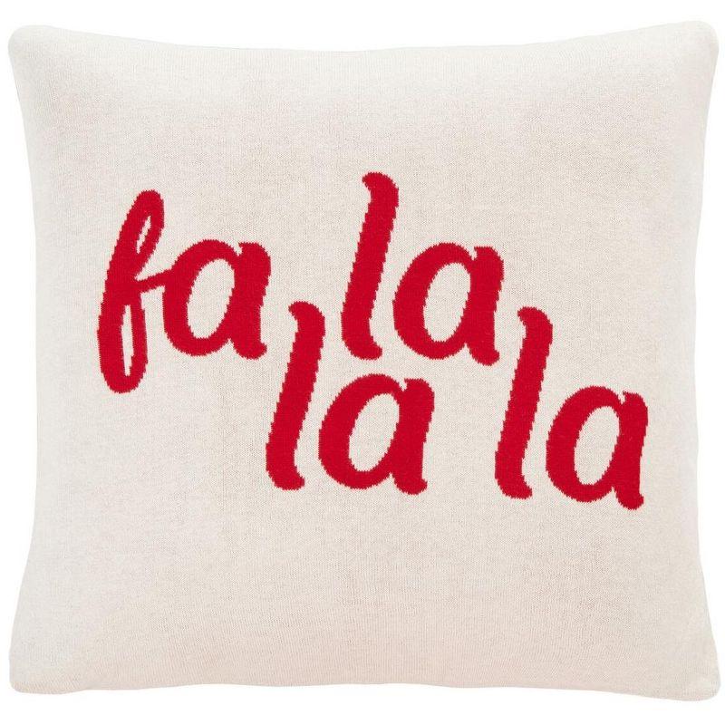 Red and White Cotton Christmas Throw Pillow