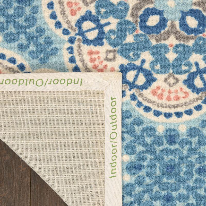 Waverly Floral Blue Outdoor Area Rug