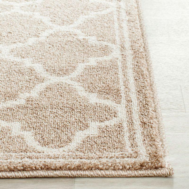 Wheat and Beige Geometric Synthetic Area Rug