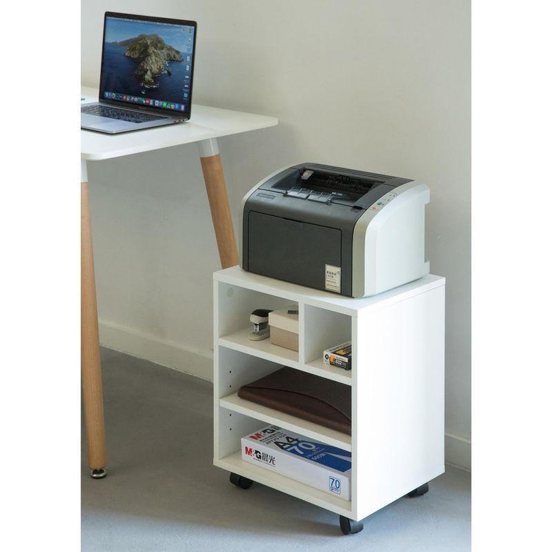 Basicwise Wooden Office Storage Printer Stand with Wheels