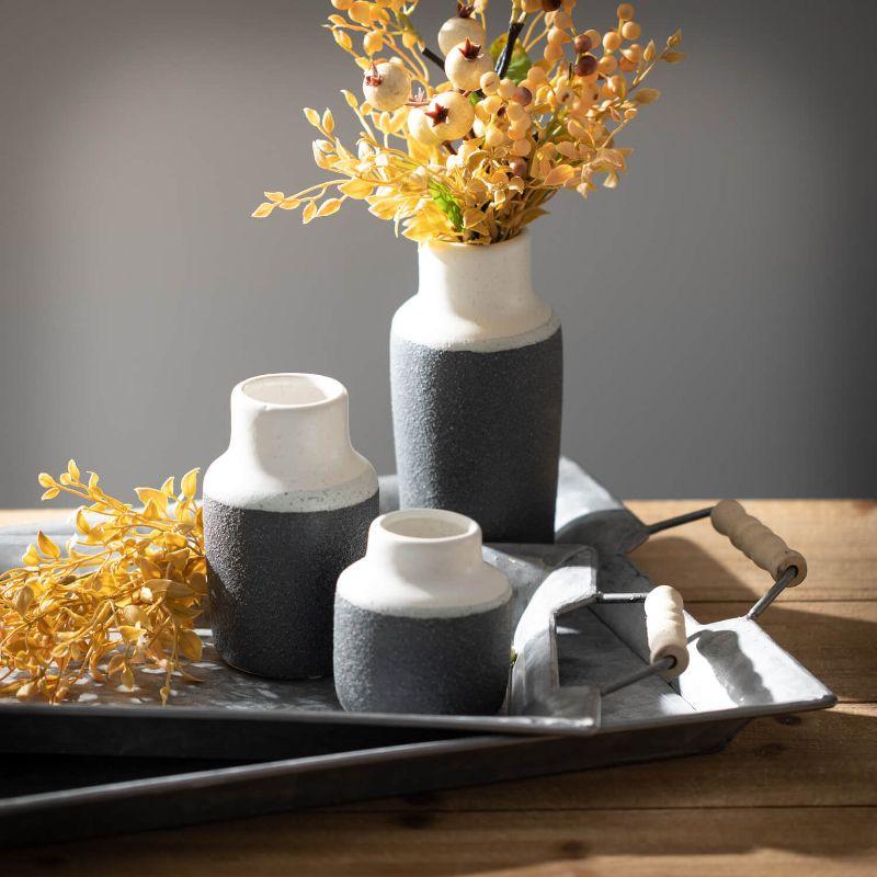 Sullivans Set of 3 Ceramic Vase 7"H, 5.25"H & 3.75"H White and Black