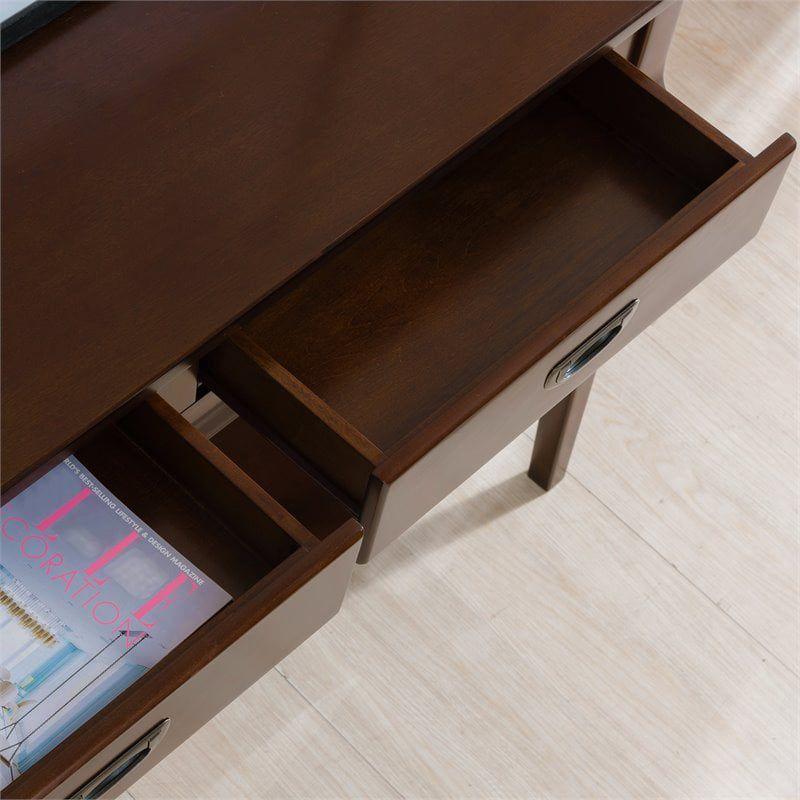 Leick Home Stratus Two Drawer Sofa Table in Heartwood Cherry