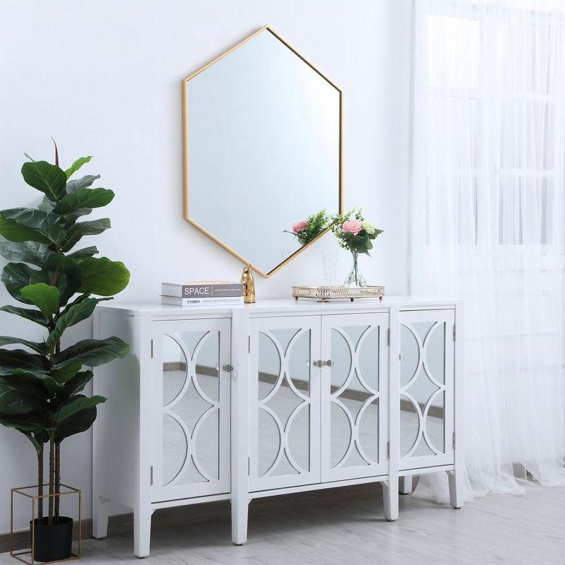 Elegant Lighting Metal frame hexagon mirror 30 inch in silver