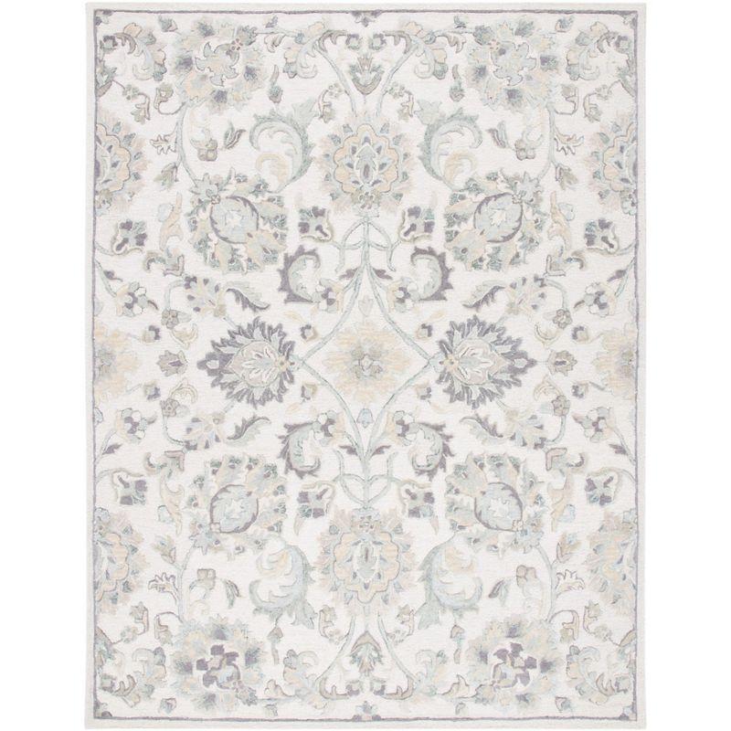 Ivory and Grey Hand-Tufted Wool 8' x 10' Area Rug