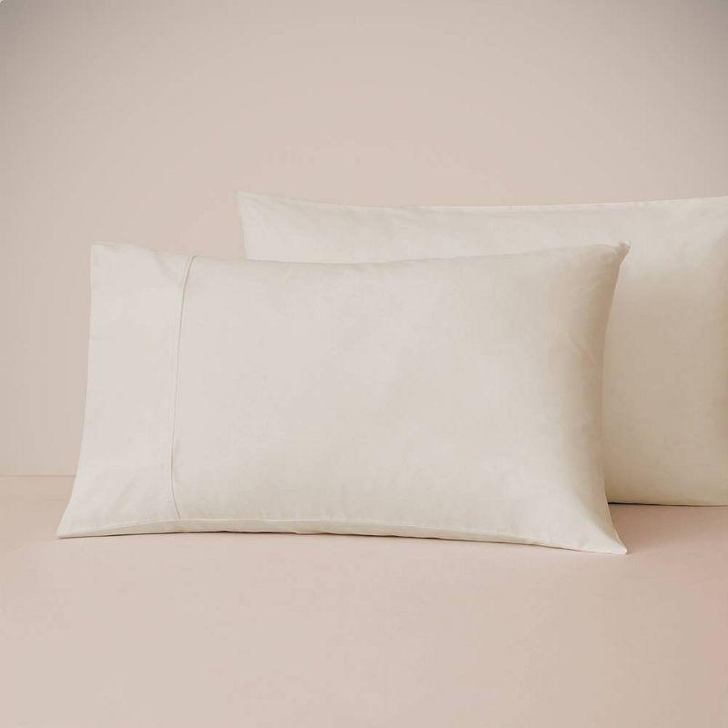Eucalypso Standard 600 Thread Count Pillowcase Set Beige: Luxurious Sateen Weave, Soft Lyocell Fabric, Machine Washable