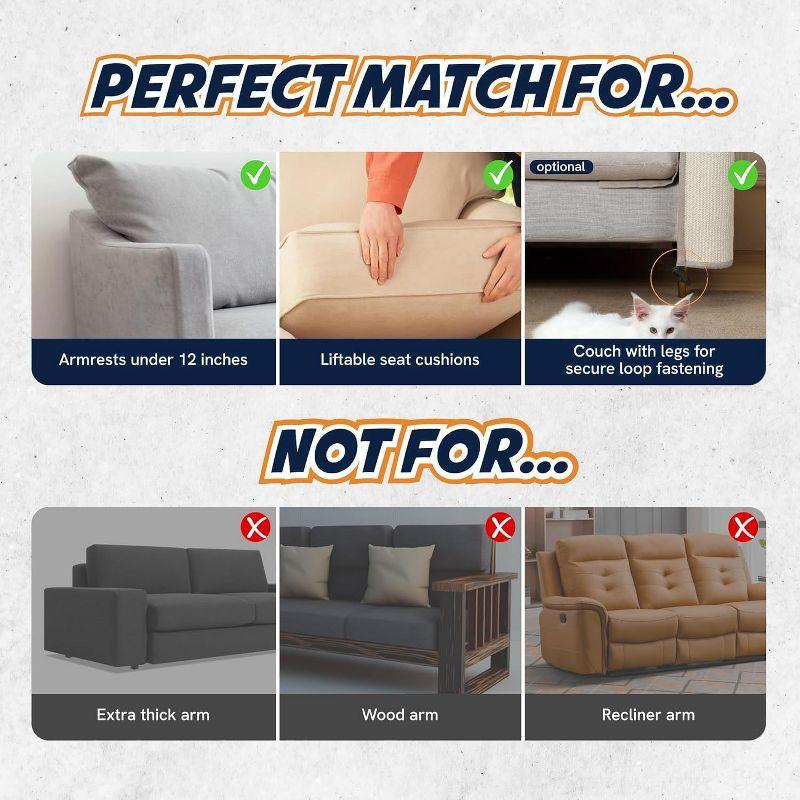 Panther Armor Sisal Cat Couch Protector Guard, Prevents Cat Scratching Furniture, Durable Furniture Protectors, Gray, Back Rest