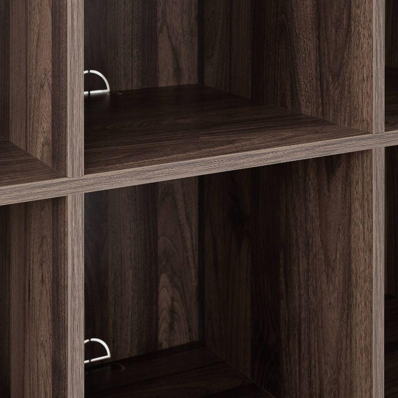 35.88" Liam 6 Cube Bookcase Walnut - Crosley: Mid-Century Design, Media Center-Compatible, Tapered Legs