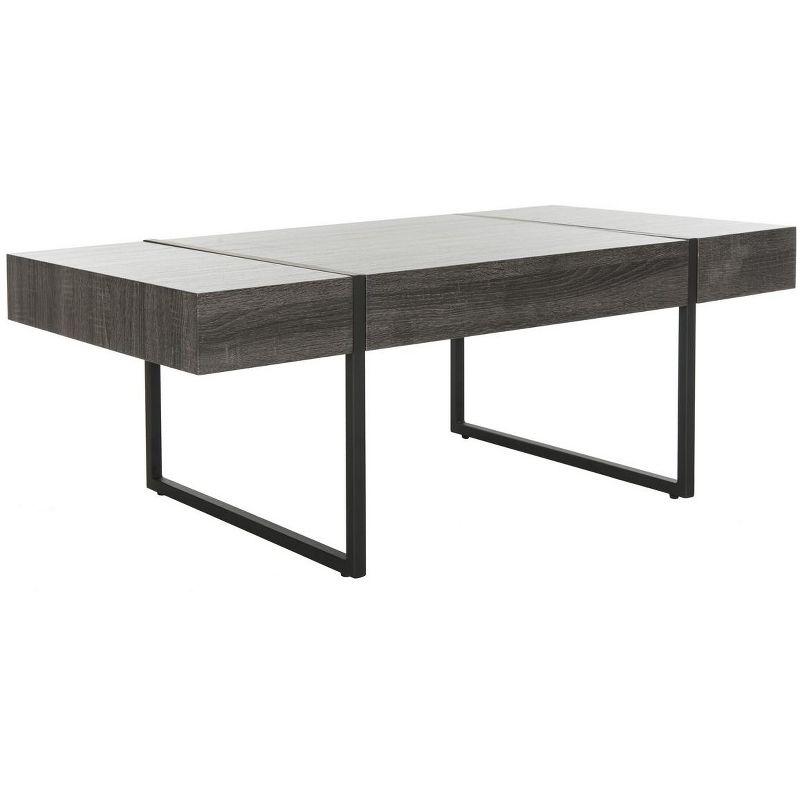 Tristan 43'' Black Wood and Metal Transitional Coffee Table