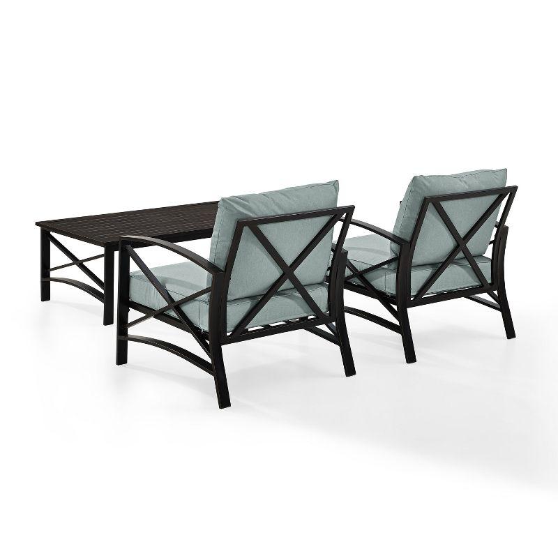 Kaplan 3-Piece Oil Bronze Outdoor Seating Set with Mist Cushions