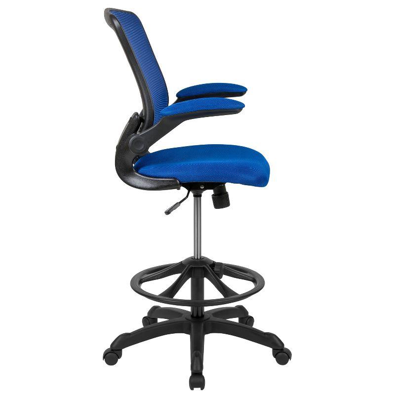 Flash Furniture Mid-Back Mesh Ergonomic Drafting Chair with Adjustable Foot Ring and Flip-Up Arms