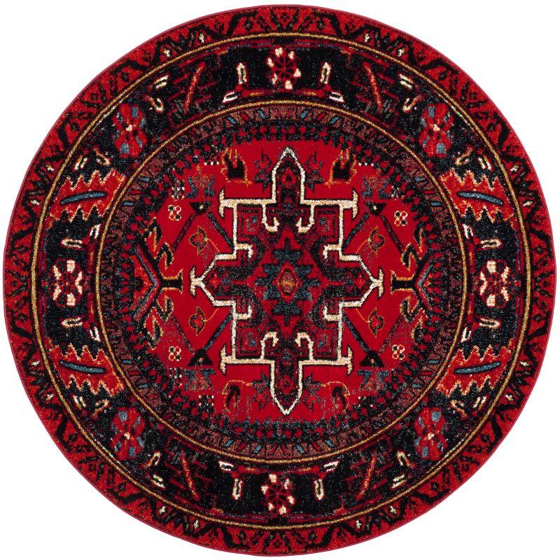 Vintage Hamadan VTH211 Power Loomed Indoor Area Rug - Red/Multi - 5'3" Round - Safavieh