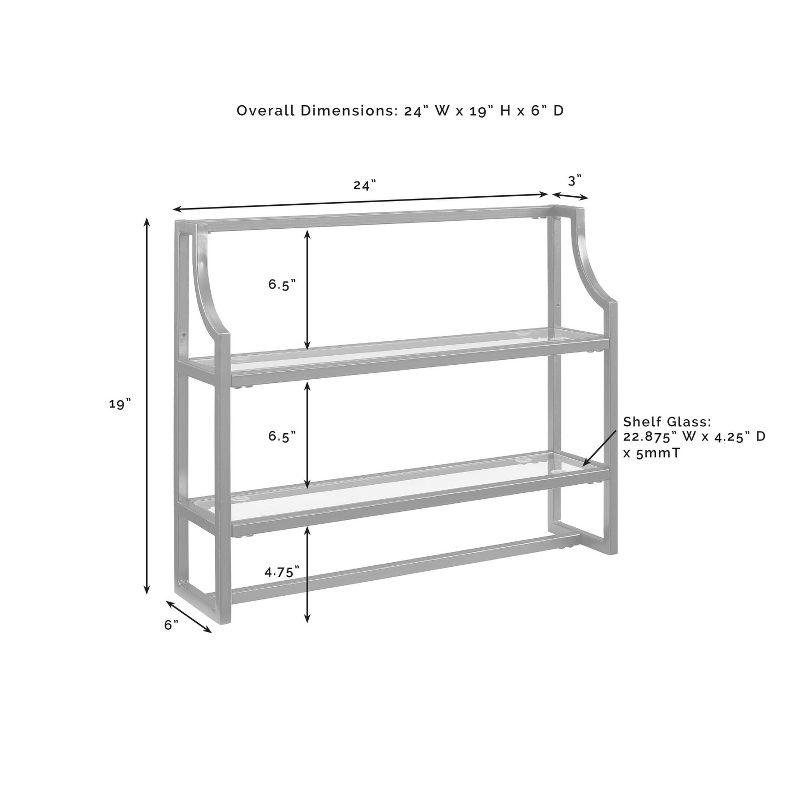 Crosley Aimee Wall Shelf Gold: Modern Luxury Storage with Tempered Glass, Steel Frame, Open Design