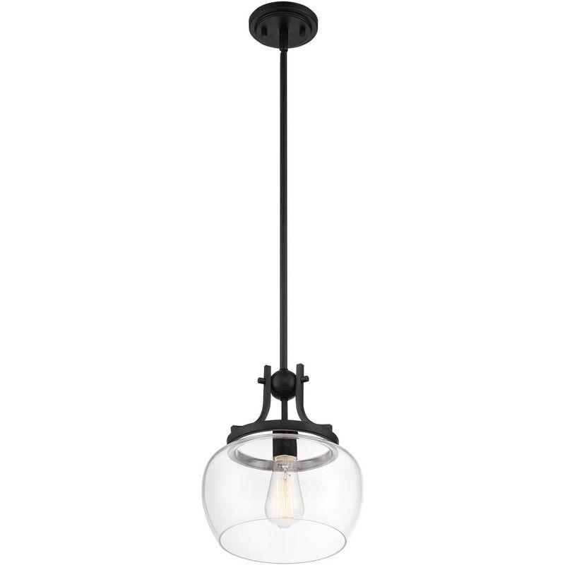 Regency Hill Kristov Black Mini Pendant 10 1/2" Wide Modern Industrial Clear Glass Shade for Dining Room House Foyer Kitchen Island Entryway Bedroom